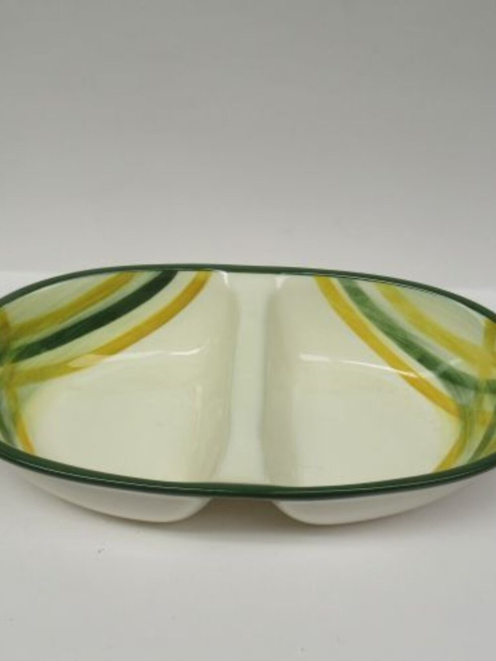 Metlox Vernonware GINGHAM Two-Part Divided Vegetable Serving Bowl, Made In U.S.A